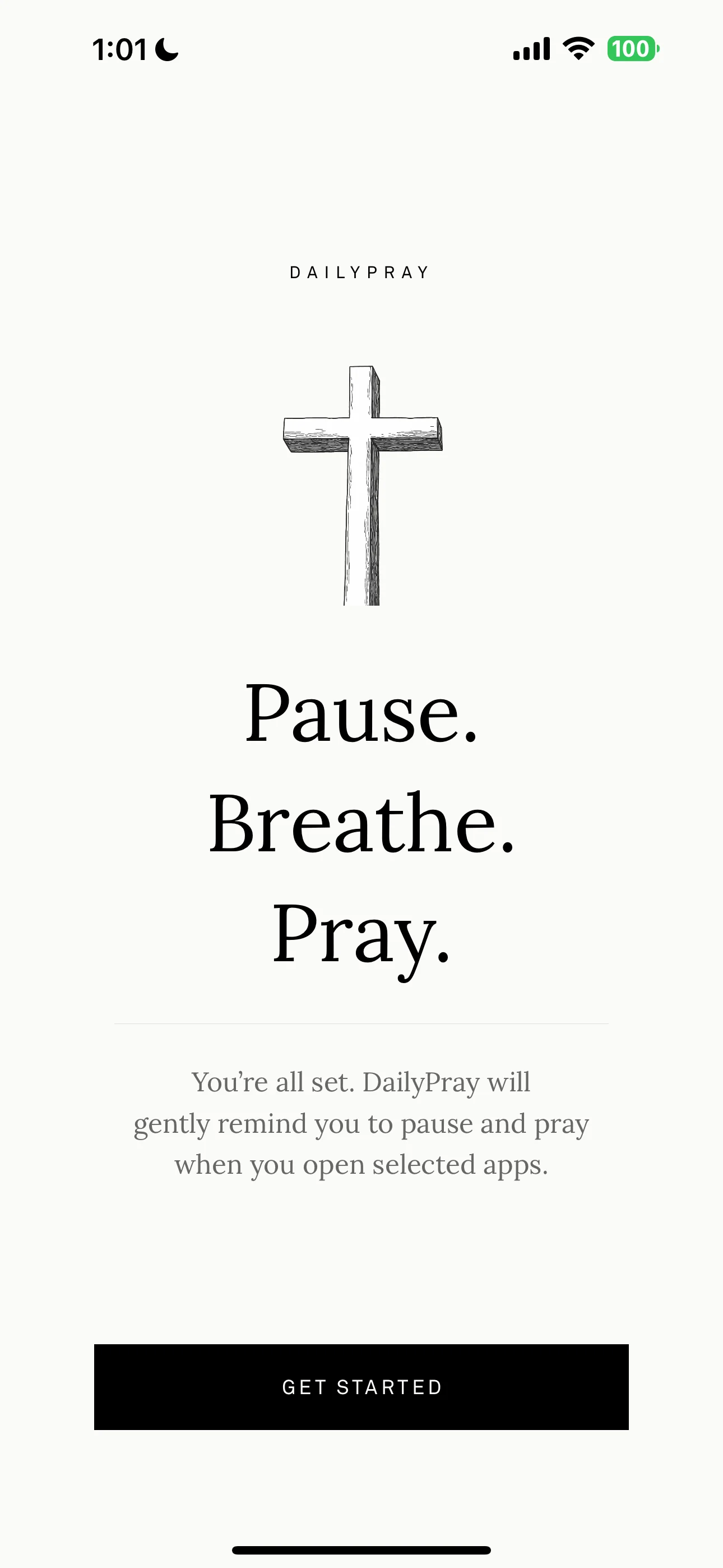 DailyPray onboarding screen